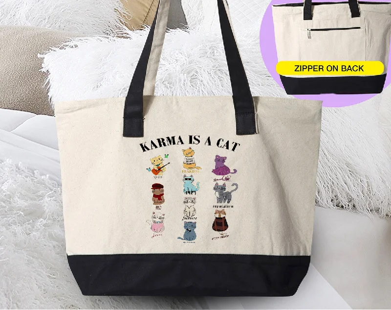 Black Friday Deals On Stylish Handbags Karma is a Cat Eras Zipper Tote Everyday Bags At Wallet-Friendly Prices