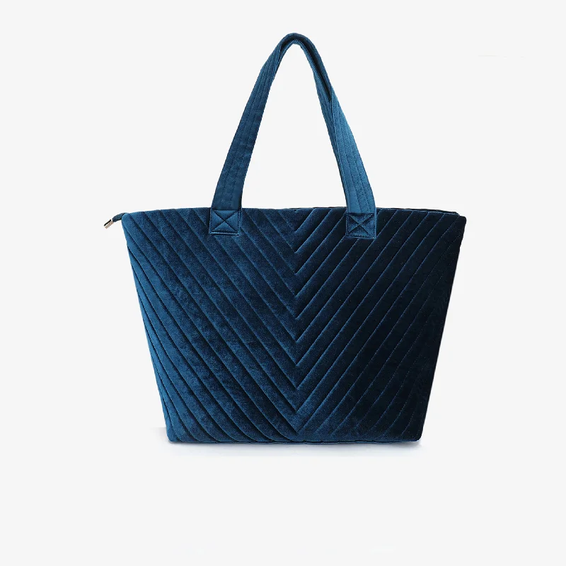 Exclusive Discounts AERIN VELVET QUILTED TOTE TEAL Limited-Time Handbag Sale