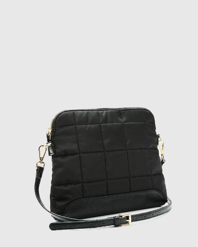 Comfort Meets Fashion Quilted Cross Body Bag - Onyx Black Designer Bags At Exclusive Clearance Prices