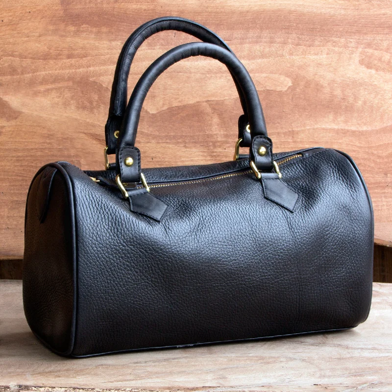 Guadalajara Mexican Black Leather Baguette Handbag