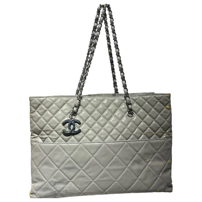 CHANEL/Tote Bag/L/Leather/GRY/in the business patent tote