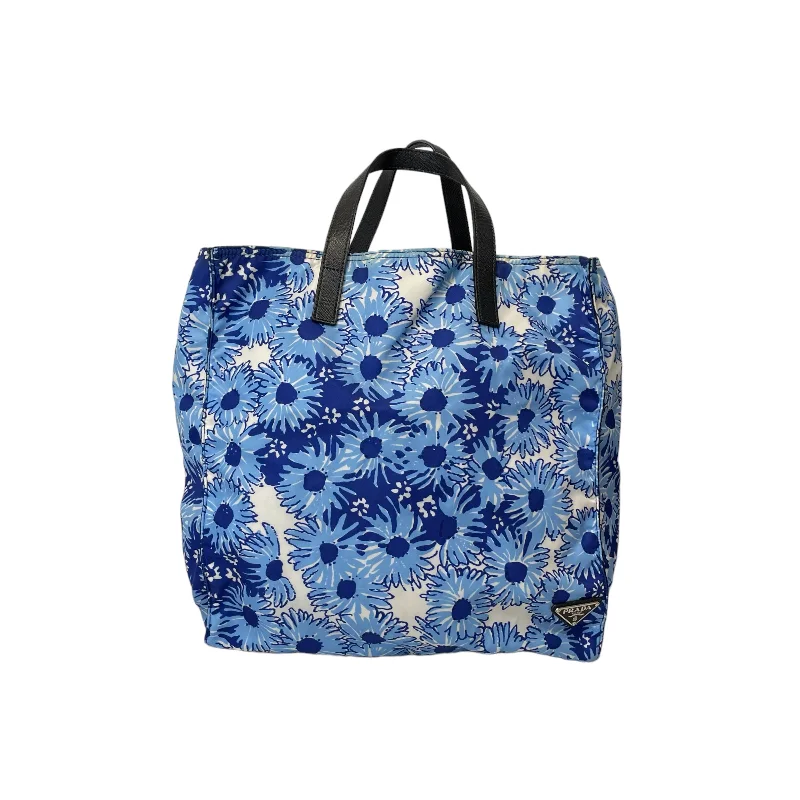 PRADA/Hand Bag/M/Floral Pattern/Cotton/BLU/tessuto stampat tote