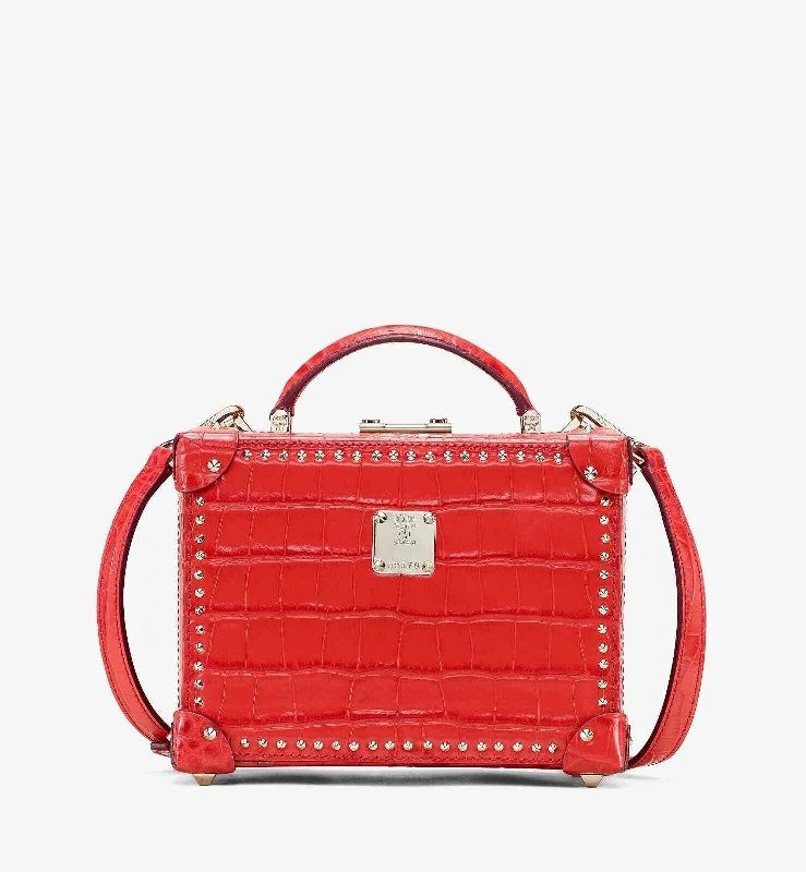 MCM Women's Berlin Red Crocodile Embossed Leather Crossbody Bag