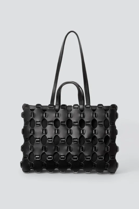 Black Baguette Braided Tote