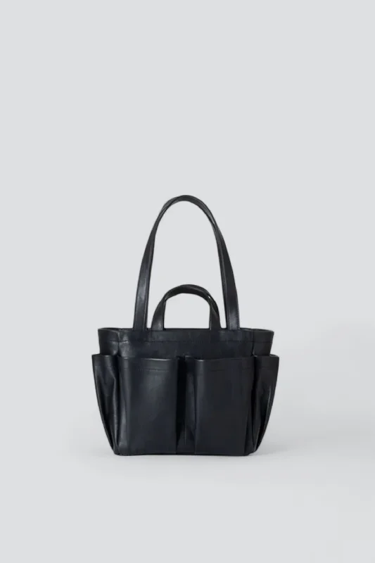 Black Leather Double Handle S Tote