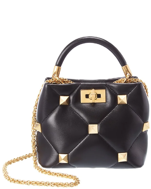 Valentino Roman Stud The Handle Small Leather Shoulder Bag