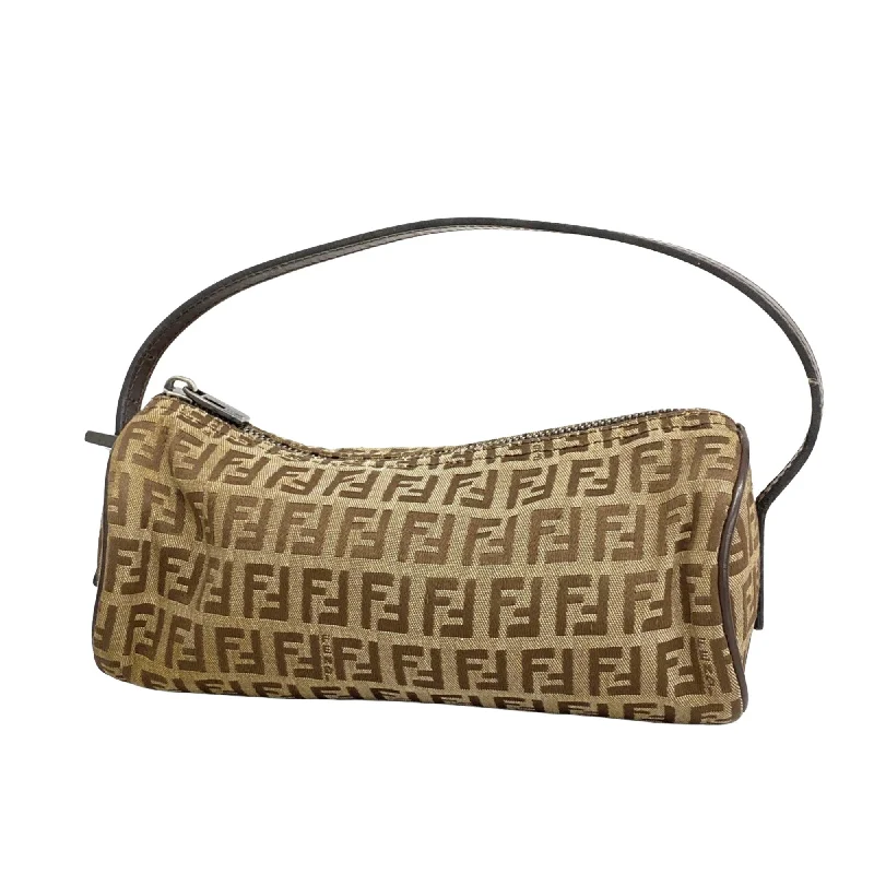 Fendi Zucca Brown Canvas Clutch Bag (Pre-Owned)