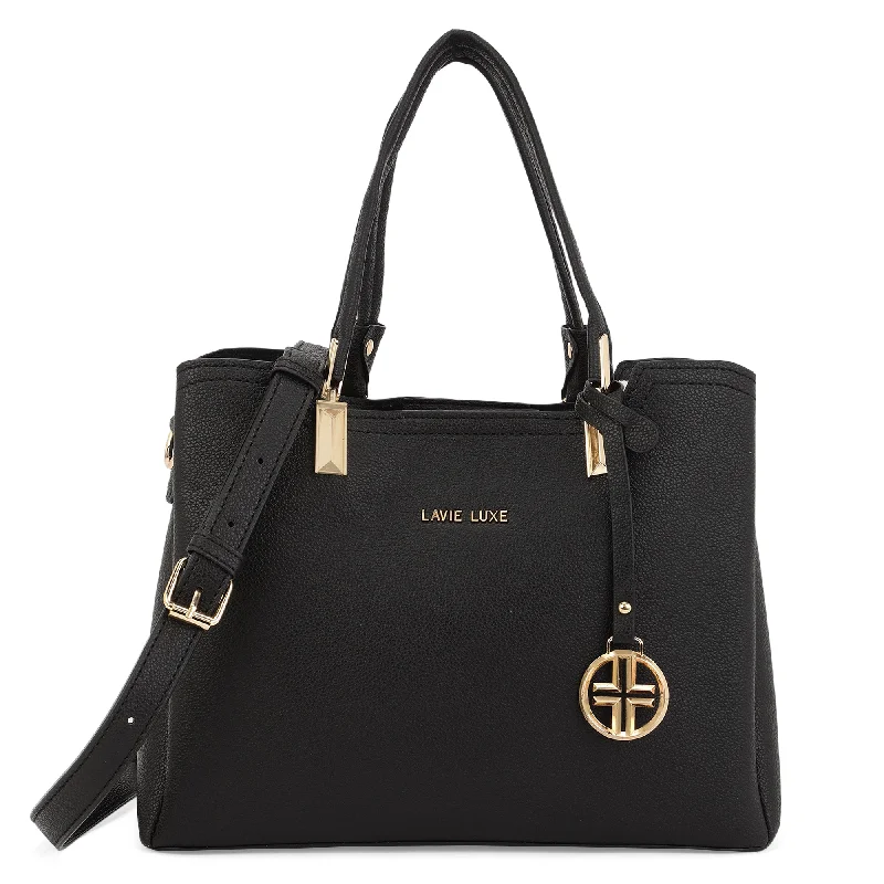 Day-To-Night Styles Lavie Luxe Azura Black Medium Women's 3 Compartment Satchel Luxury Meets Affordability – Shop Stunning Bags Now