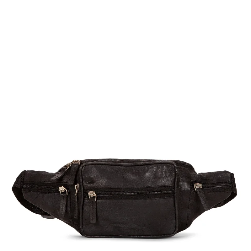 Budget Saver Leather Multi-Zip Fanny Pack Elegant Bags, Limited Stock