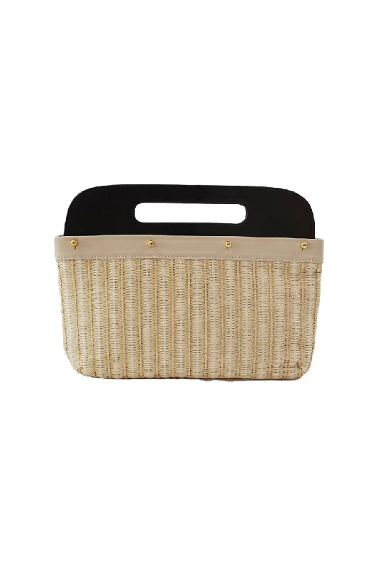 Tan Weave Raffia Clutch Cover