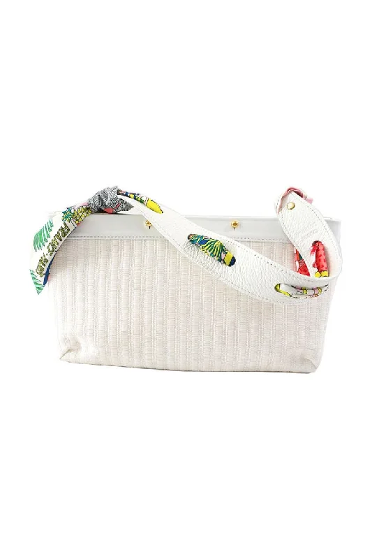 White Weave Raffia Clutch Cover