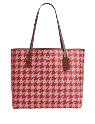 Coach City Tote With Houndstooth Print