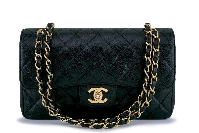 Chanel Black Caviar Small Classic Double Flap Bag 24k GHW