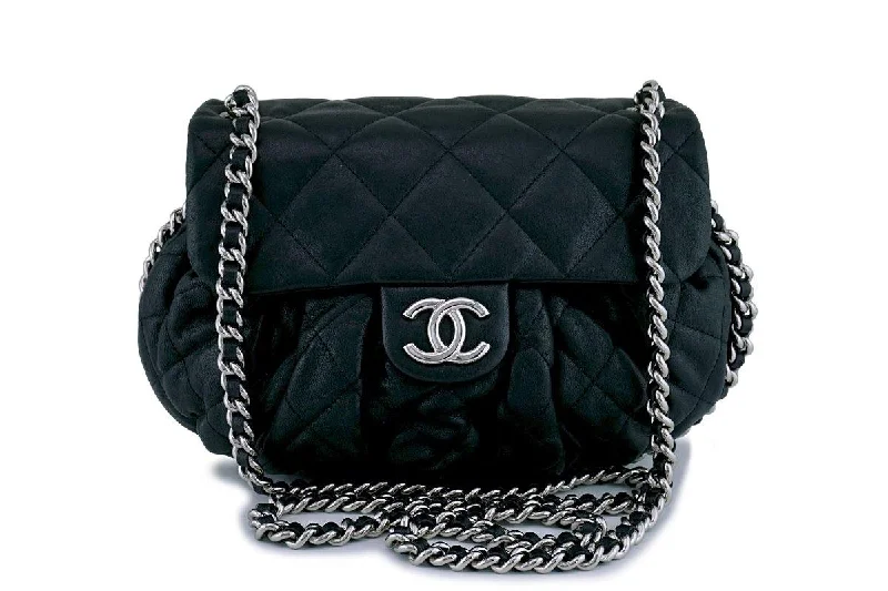 Chanel Black Medium Chain Around Rounded Classic Cross Body Flap Bag