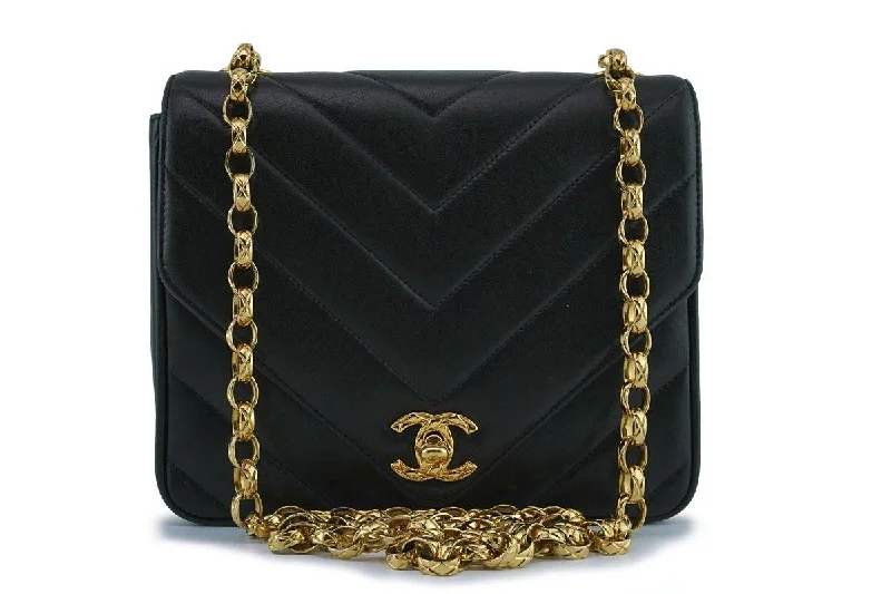 Chanel Black Vintage Gold Chain Classic 2.55 Flap Bag 24k GP