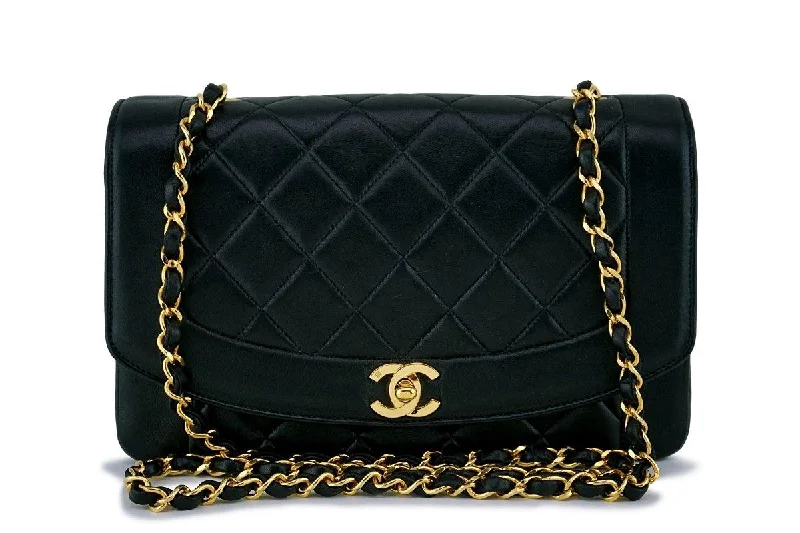 Chanel Black Vintage Quilted Classic "Diana" Shoulder Flap Bag 24k GHW