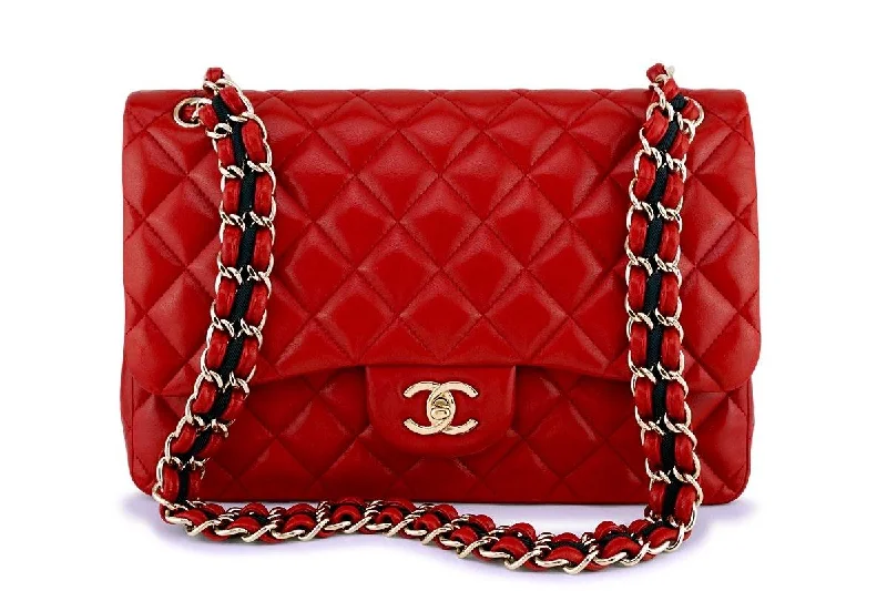 Chanel Red Jumbo Limited Joined Chain Classic Flap Bag GHW