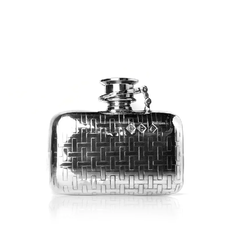 Pewter Flask with Fitted Captive Top, 2 Oz