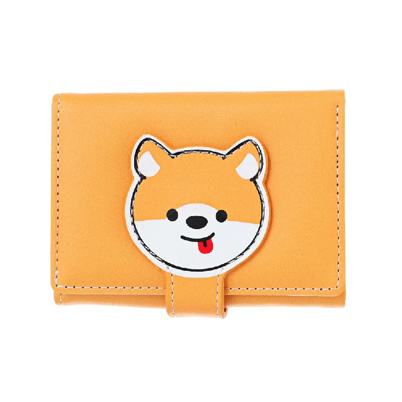 Animal Faces Collection Women's Short Trifold  Wallet (Yellow)