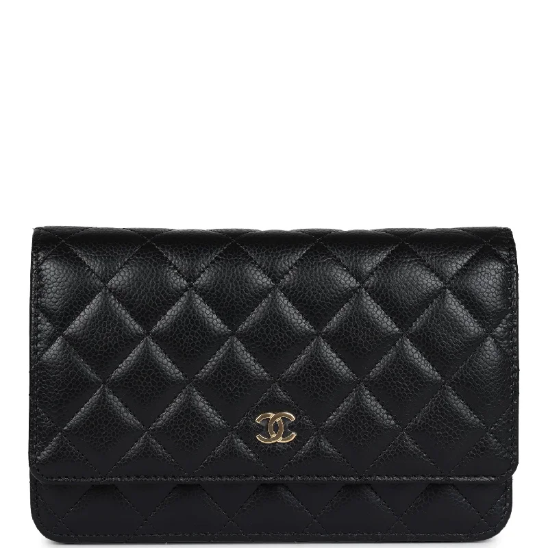 Chanel Wallet On Chain WOC Black Caviar Gold Hardware