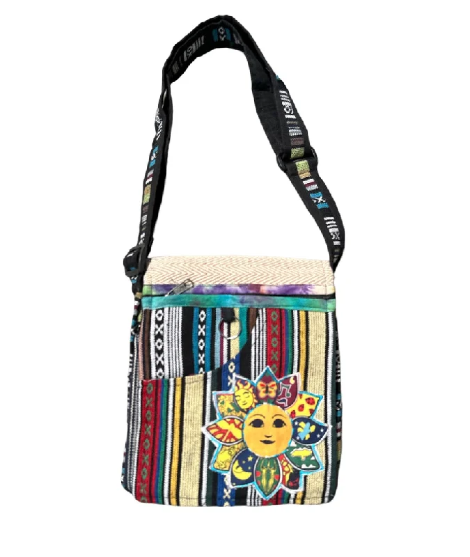 Hemp & Cotton Purse ~ Appliqué Sun Face