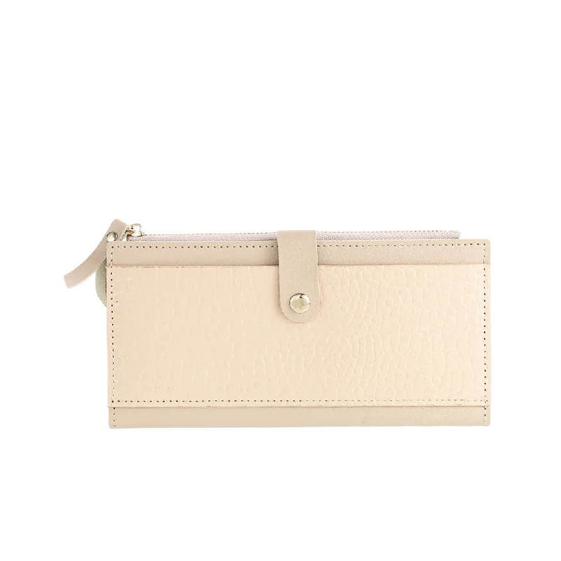 Women's Long Animal Pattern Wallet with Zipper (Apricot)