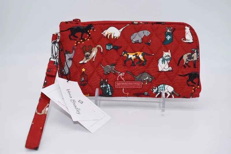 Vera Bradley RFID Tech Wristlet in "Holiday Cats" Pattern