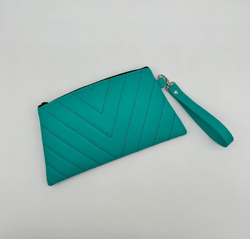 Angled Wristlet - Matte Turquoise - Magenta Chevrons