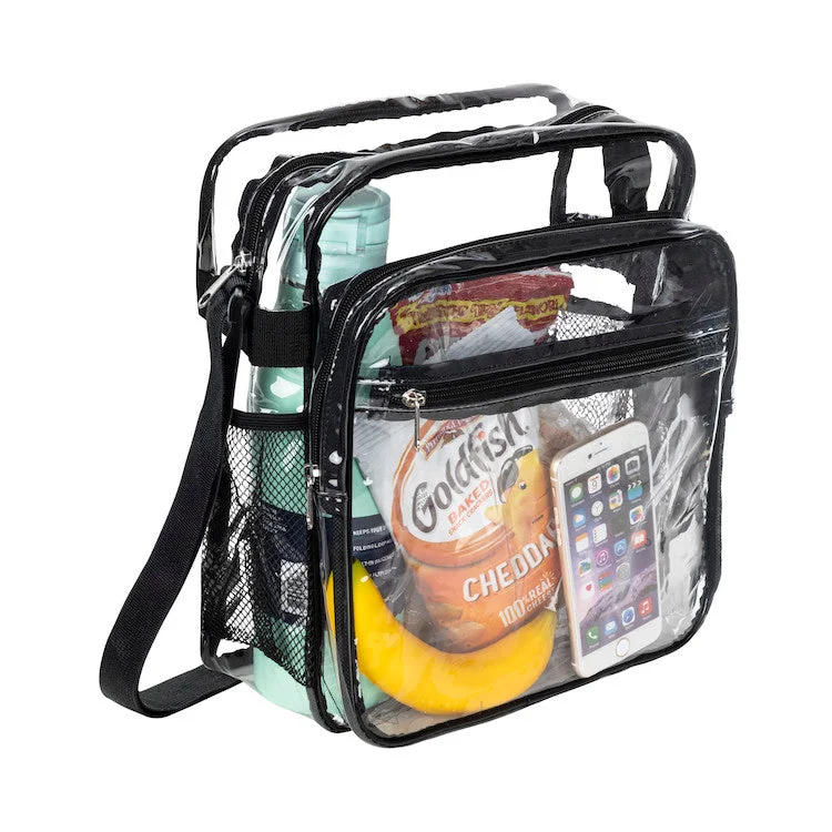 Clear Bag Stadium Approved Crossbody Messenger Shoulder Bag with Adjustable Strap For Concert  Festival or as Clear Lunch Bag with Bottle Holder