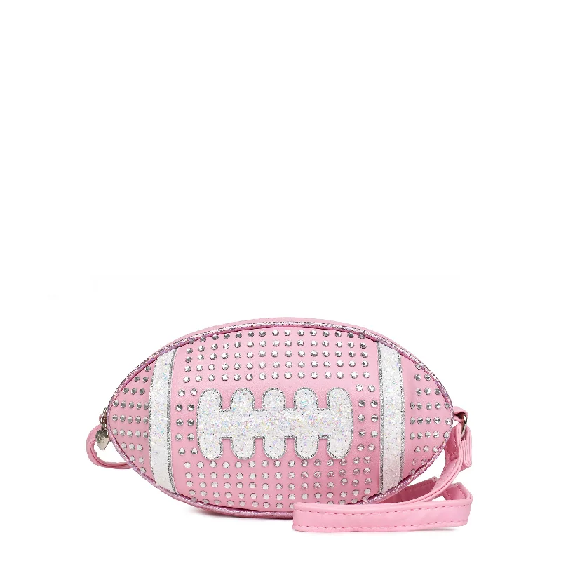 Football-Shaped Rhinestone Crossbody Bag