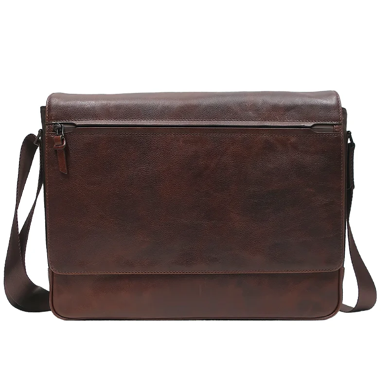 Garth Coated Zipper Leather Messenger Bag - 2024 update