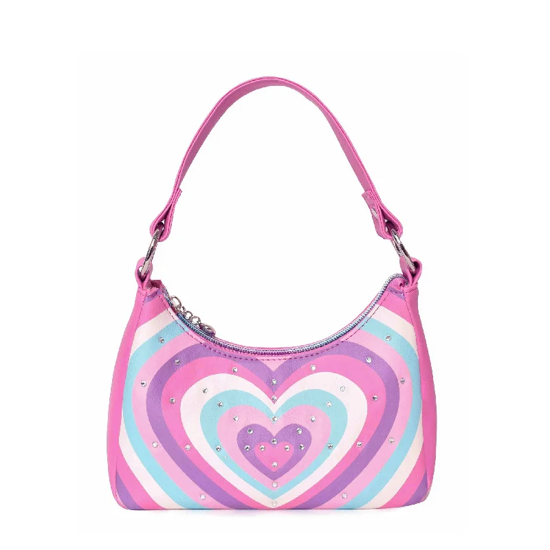 Rayed Heart Rhinestone Mini Crescent Bag