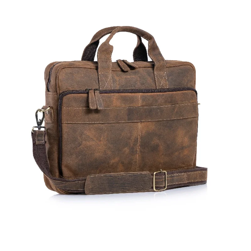 16 Inch Leather briefcases Laptop Messenger Bags for Men and Women Best Office School College Satchel Bag Distressed Tan