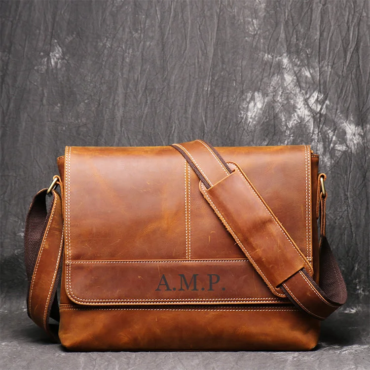 Mens leather messenger bag, Personalized leather bag for man, Custom messenger for man, Mens leather satchel