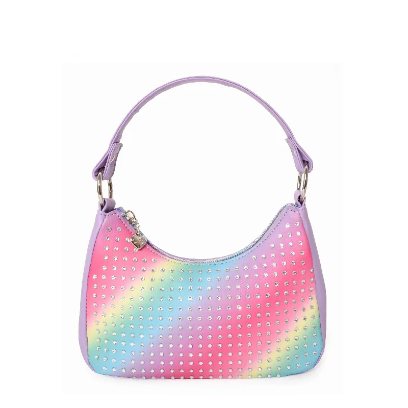 Ombre Rhinestone Mini Crescent Bag