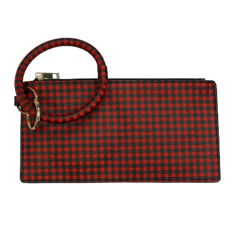 RED BUFFALO PLAID WRISTLETS WITH WALLET