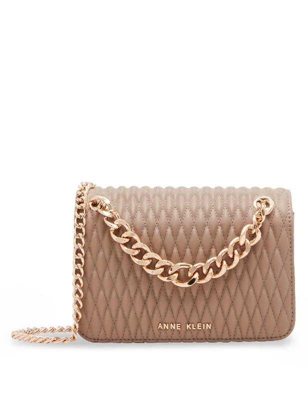 Ruched Flap Crossbody With Oversized Chain Swag