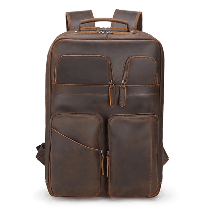 Mens Leather Multifunctional Backpack Large Capacity