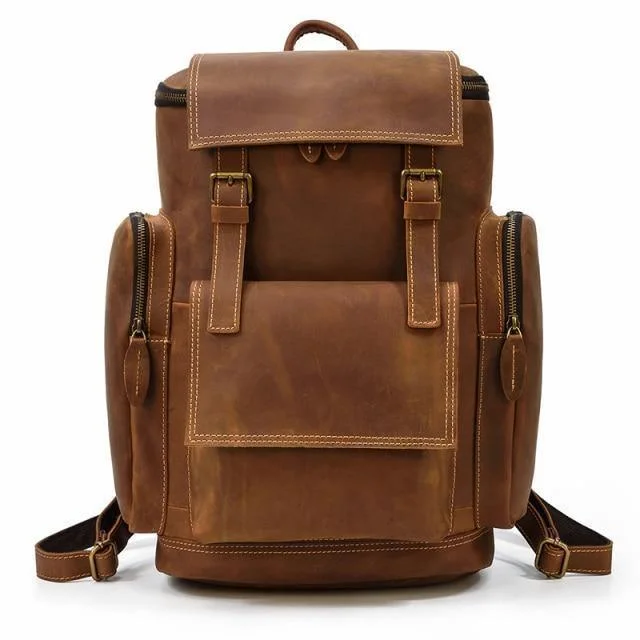 Mens Weekender Leather Backpack Great Outdoor Travel Bag