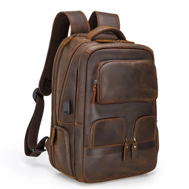 Urban Leather Weekender Backpack Large Capacity Travel Bag